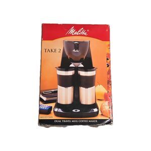 Melitta ME2DTMB Dual Travel Mug Filter Coffee Maker Stainless Steel Black 2 Cups